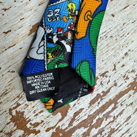 Warner Bros Vintage Looney Tunes Stamp Collection Neck Tie One Size - Picture 5 of 7